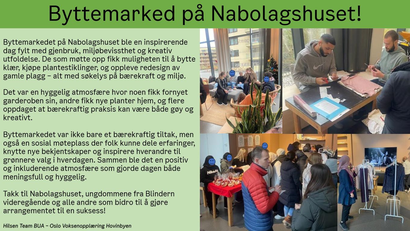 En collage av mennesker i et rom med bord og stoler