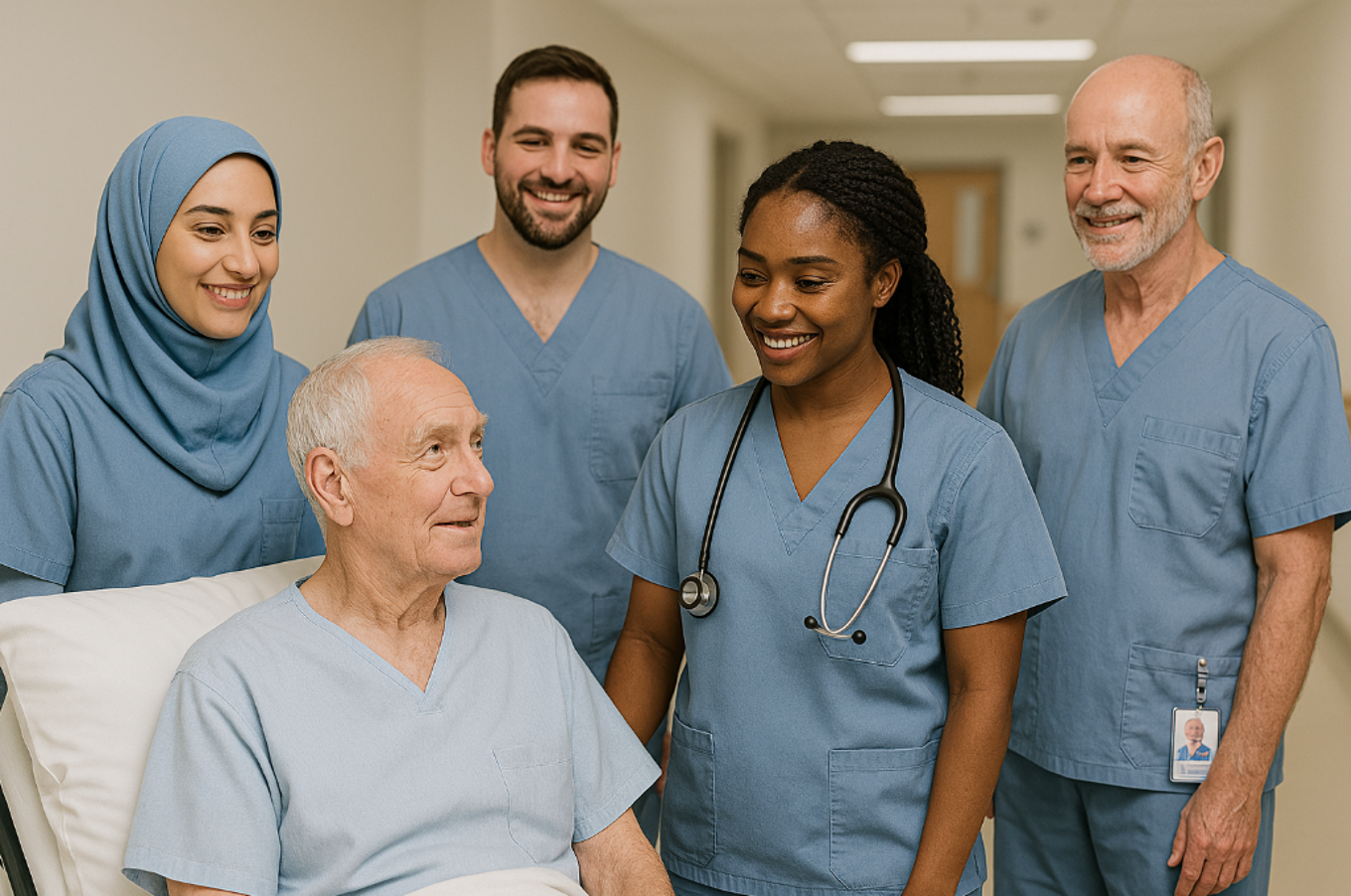 KI-generert bilde av helsefagarbeidere